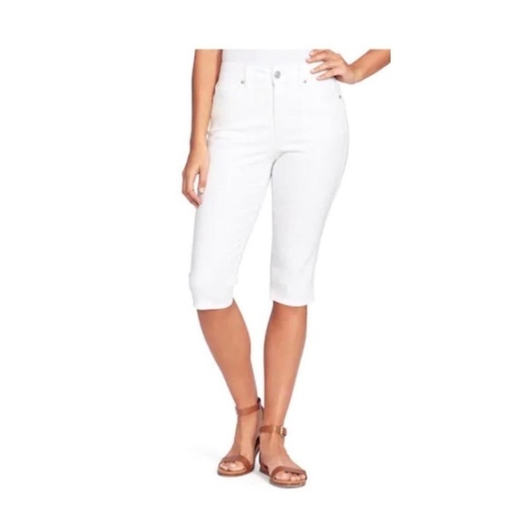 Gloria Vanderbilt Womens White Denim Curvy Skimmer Skinny Jean Capris Sz 16 New - Picture 1 of 9